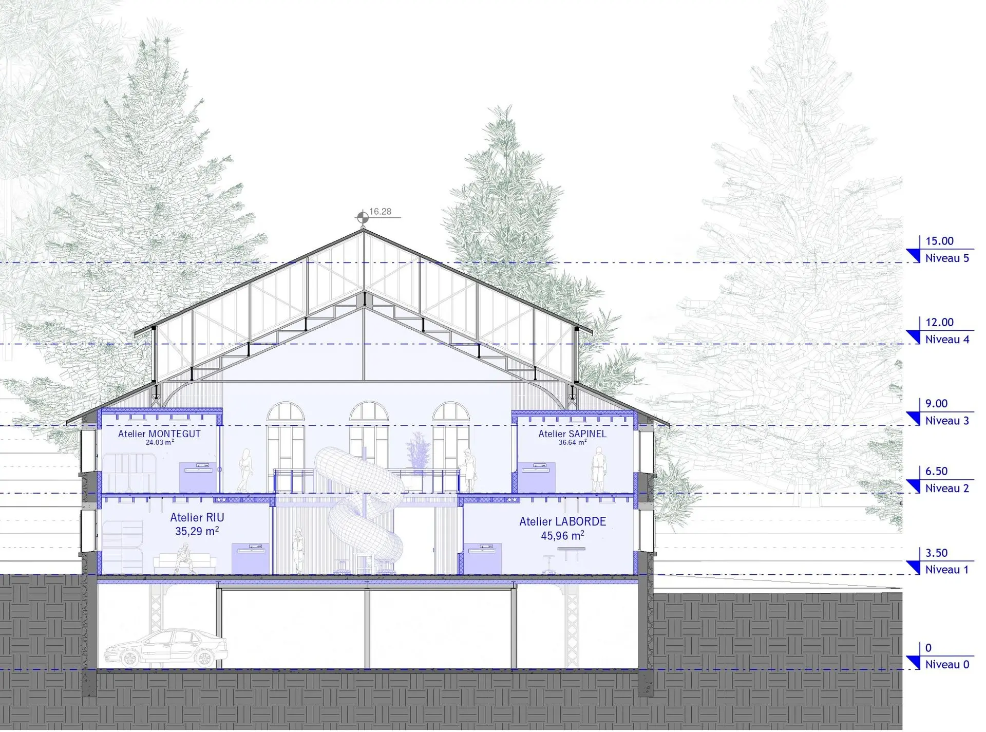 Projet de Foin d'Etudes Coupe Latérale