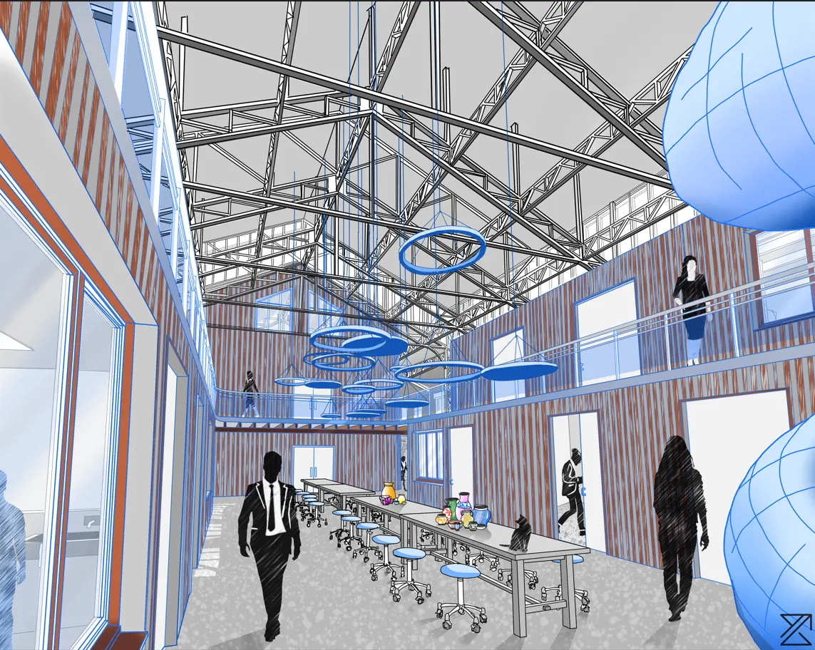 Projet de Foin d'Etudes Croquis Grande Halle