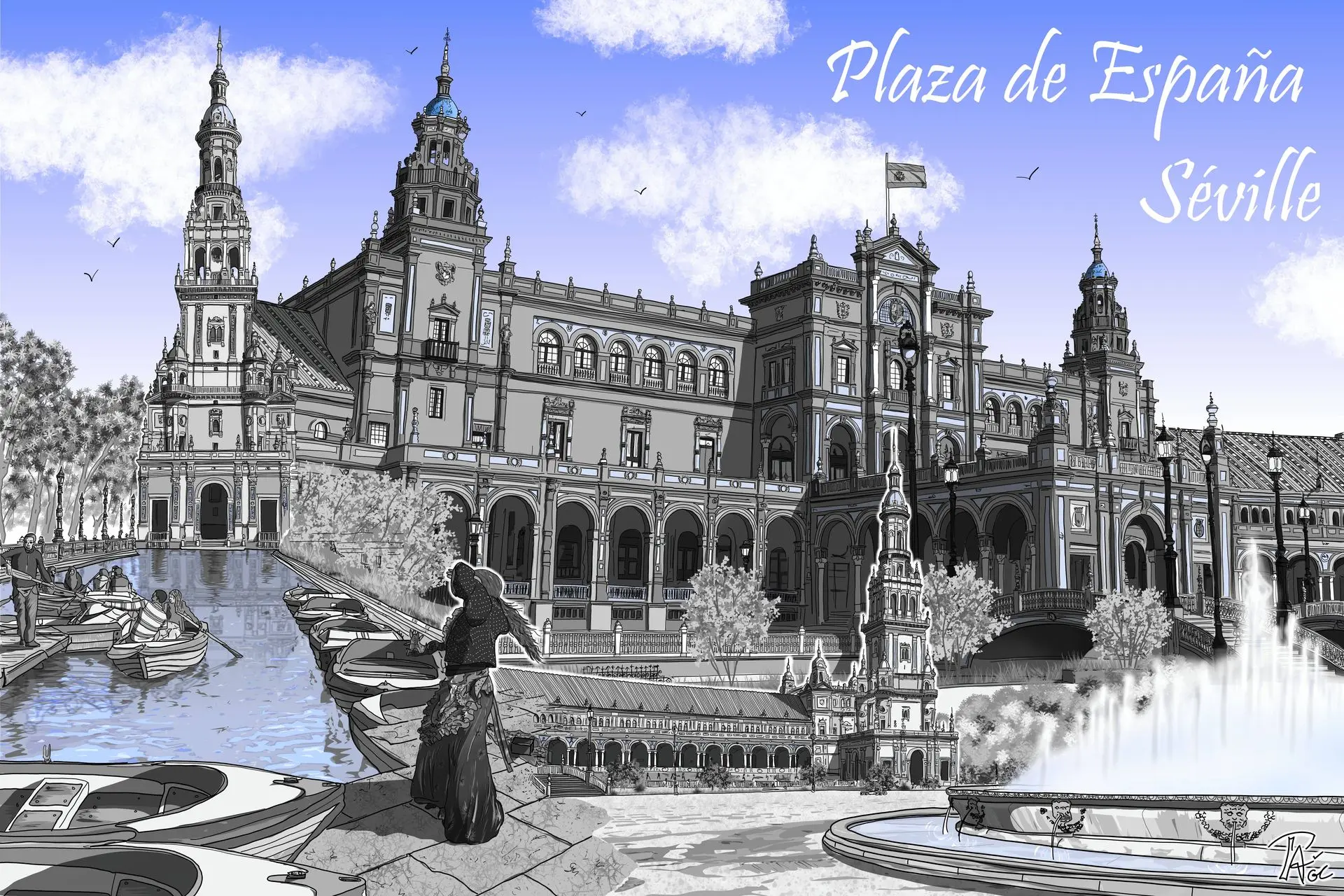 Illustration Place d'Espagne Séville