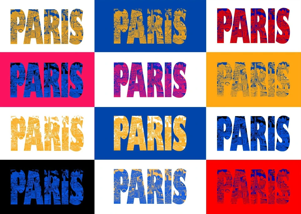 Carte Paris Composition colorée