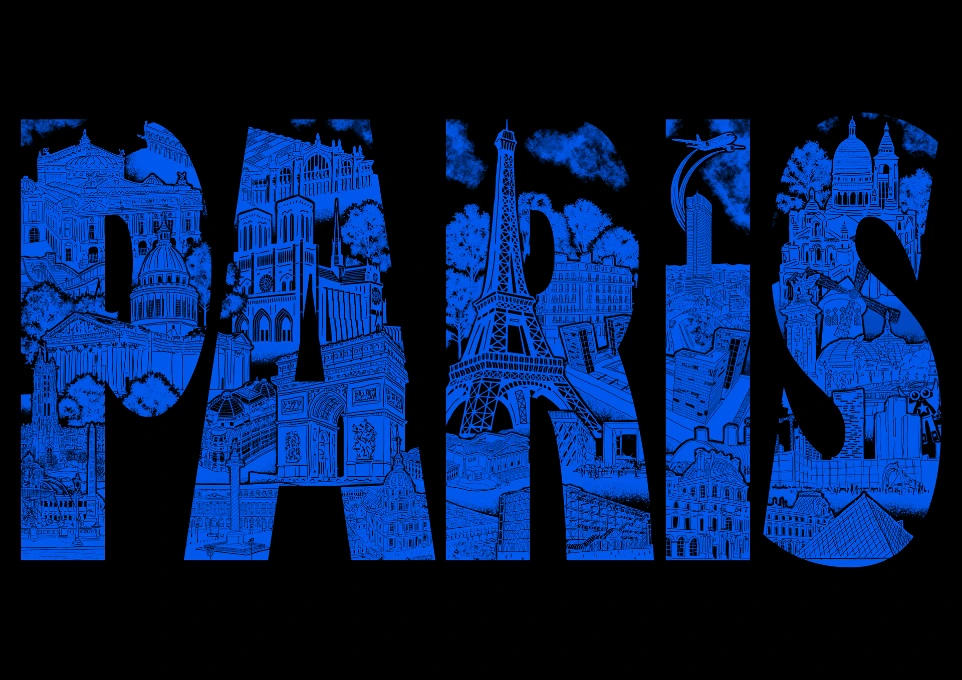 Carte Paris noir et bleu