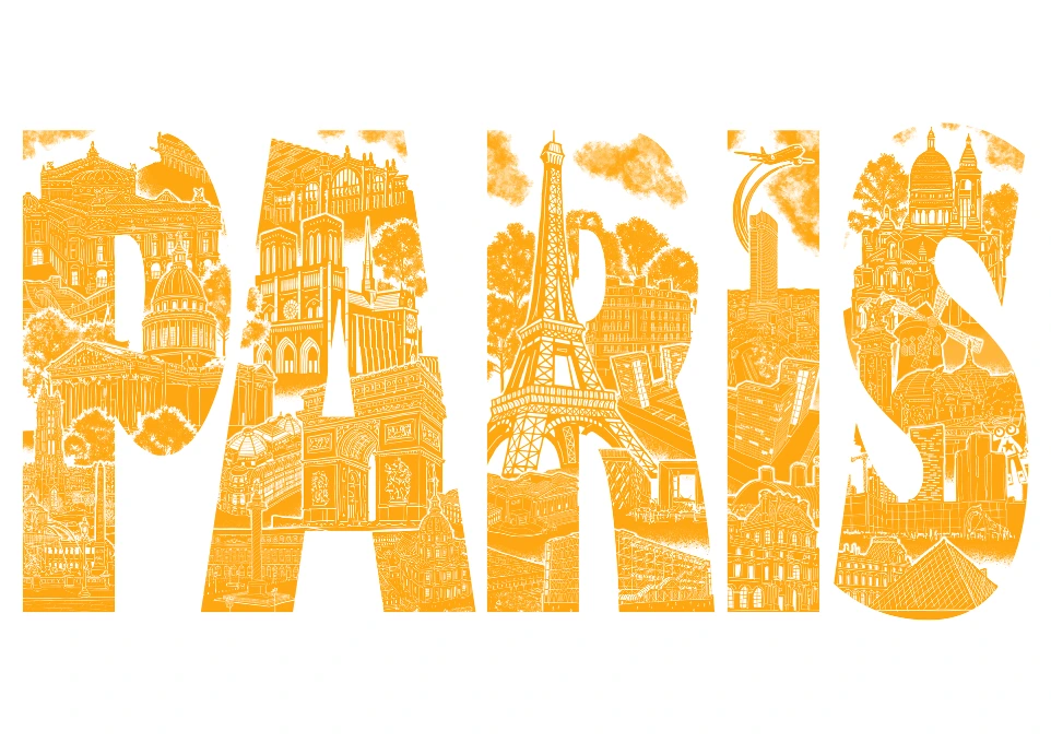 Carte Paris blanche et orange