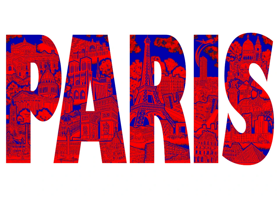 Carte Paris blanche, rouge et bleue