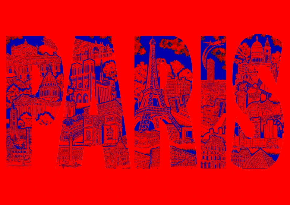 Carte Paris rouge et bleue