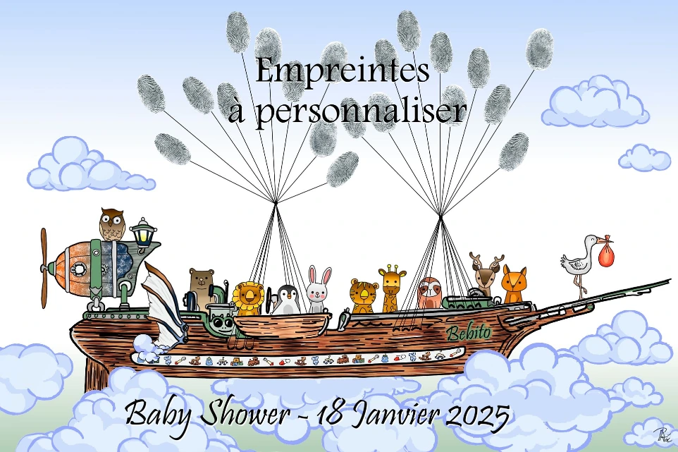 Illustration Baby-shower personnalisable